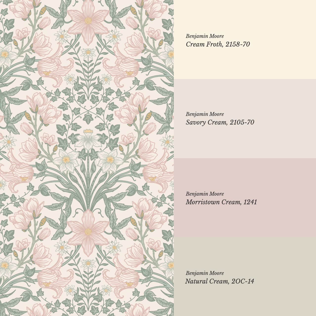 Baylin Large Blooming Trellis Pink Green Wallpaper
