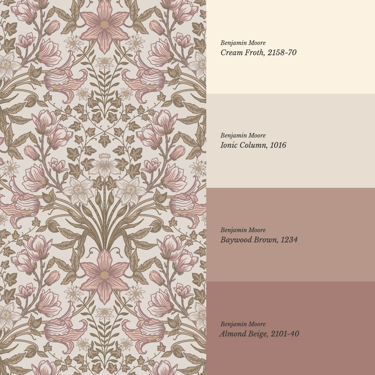 Baylin Large Blooming Trellis Mauve Vintage Olive Wallpaper