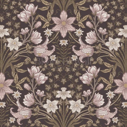 Baylin Large Blooming Trellis Brown Blush Wallpaper