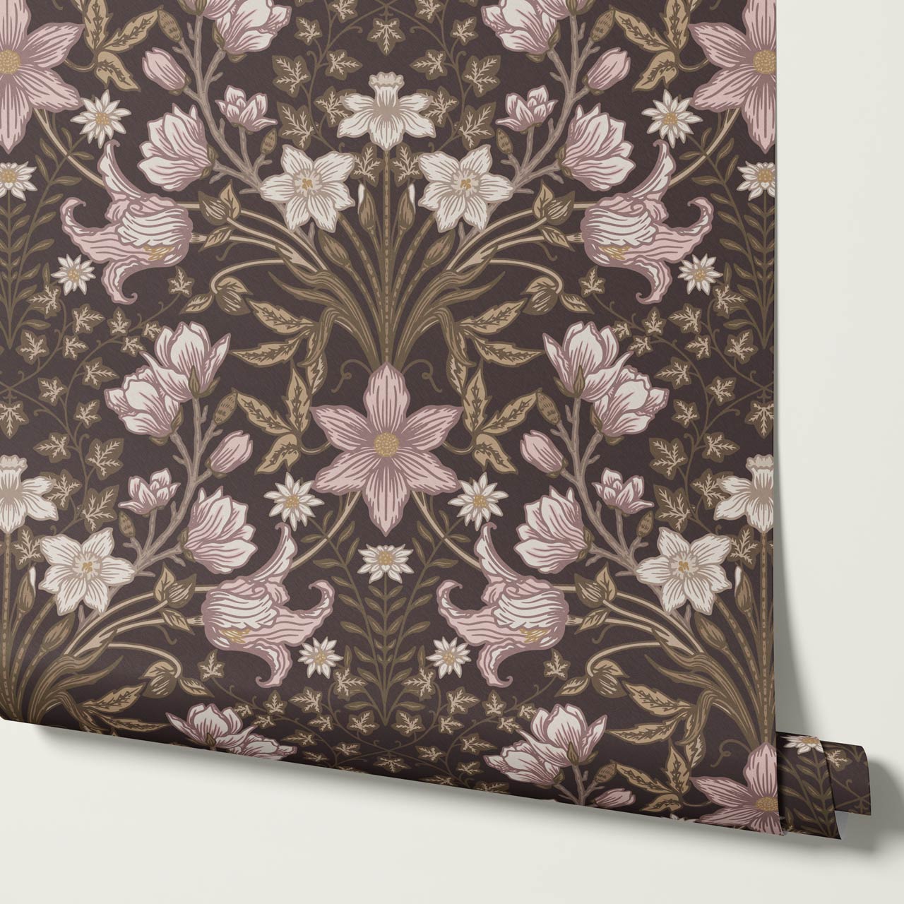 Baylin Large Blooming Trellis Brown Blush Wallpaper