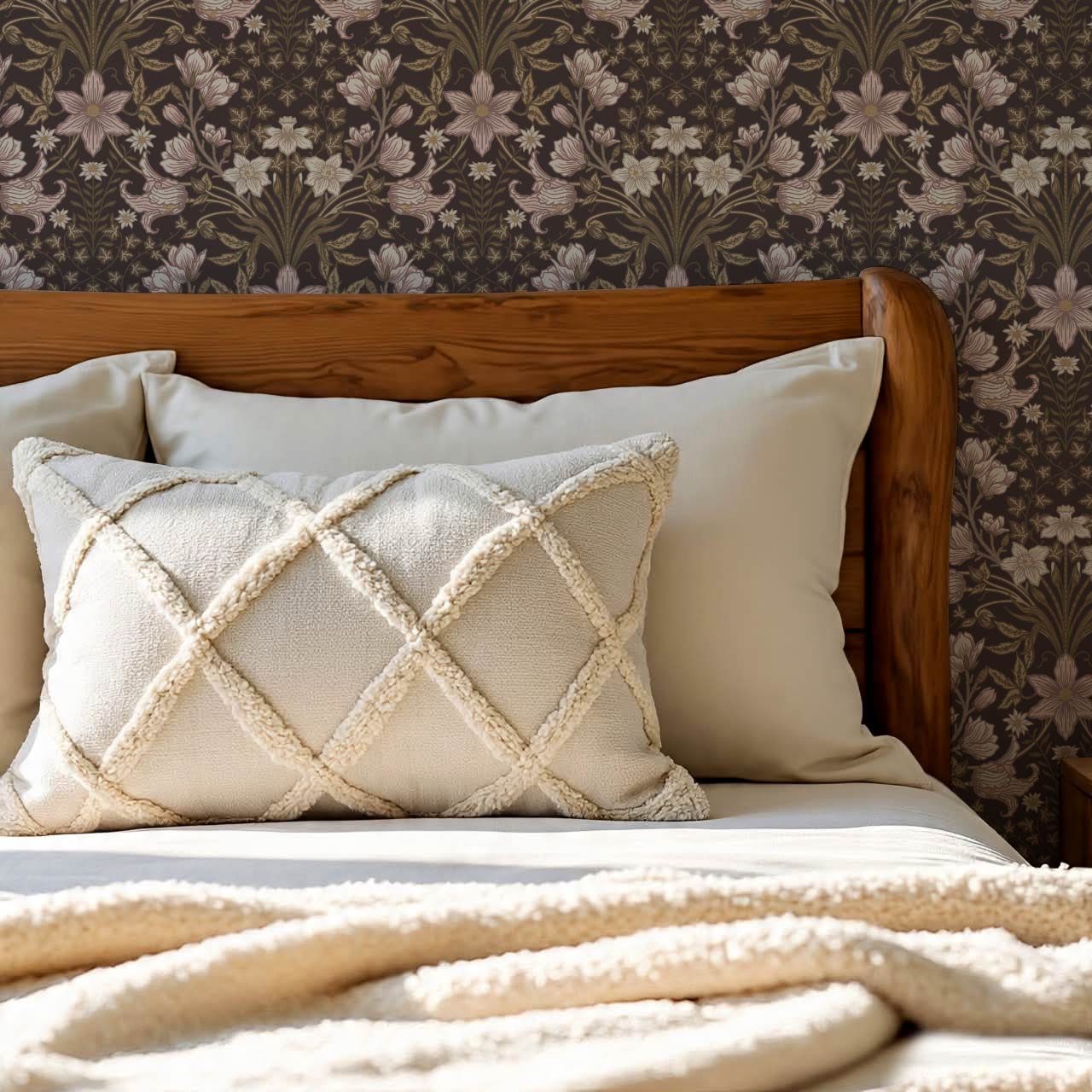 Baylin Large Blooming Trellis Brown Blush Wallpaper