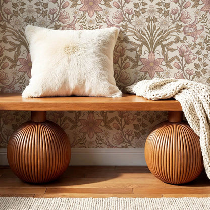 Baylin Large Blooming Trellis Mauve Vintage Olive Wallpaper