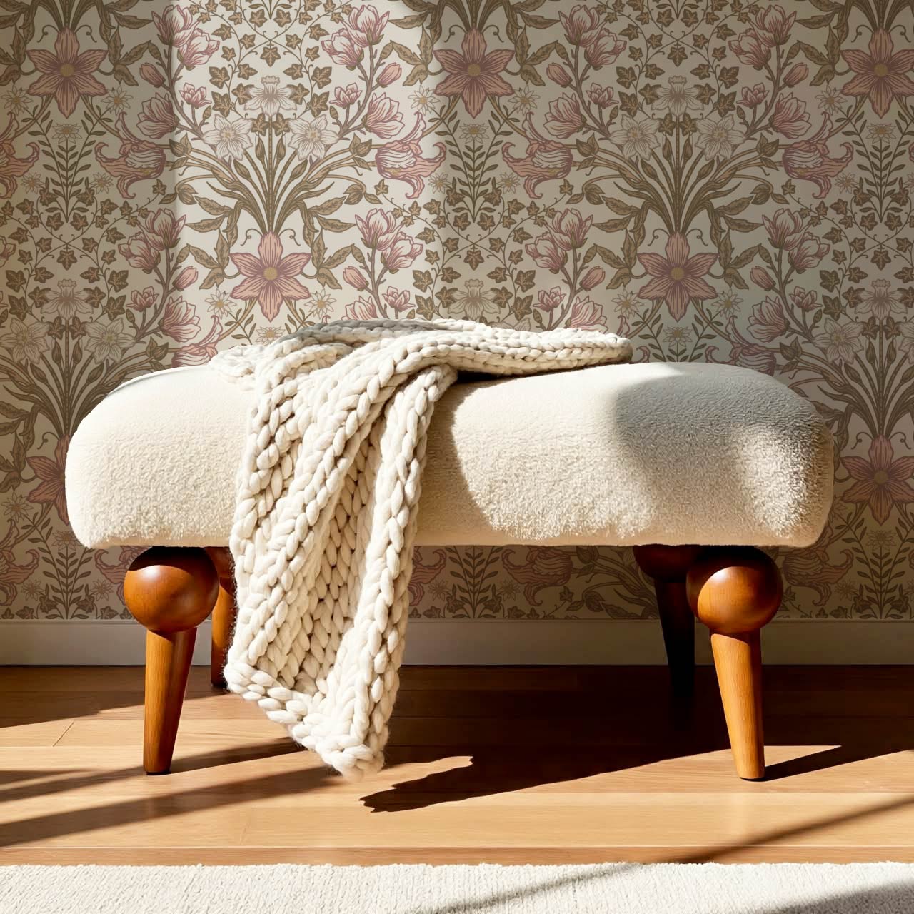 Baylin Large Blooming Trellis Mauve Vintage Olive Wallpaper