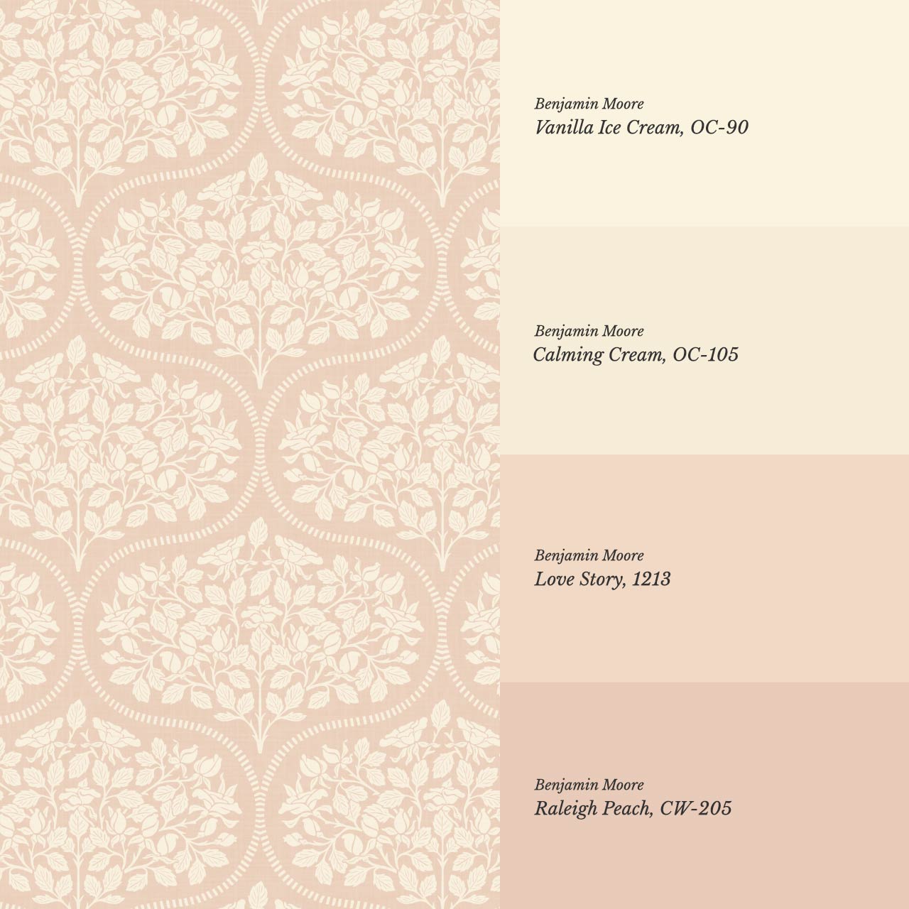 Beatrise Rosebud Ogee Peach Wallpaper