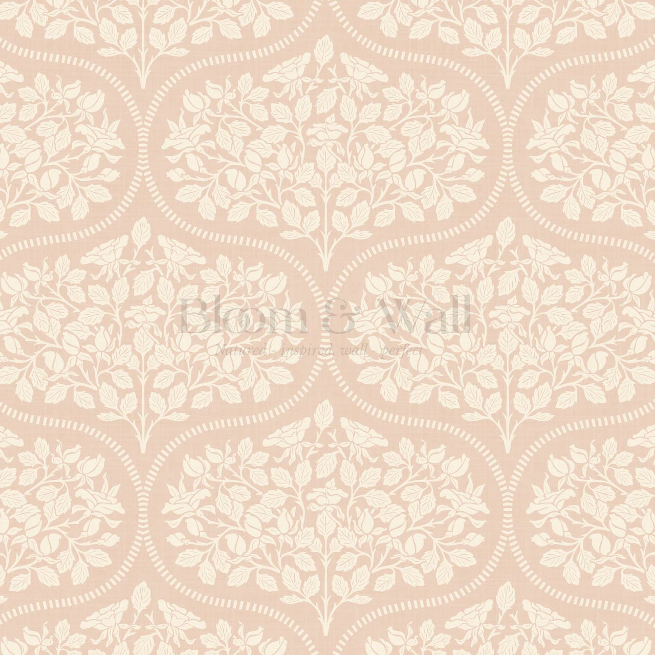 Beatrise Rosebud Ogee Peach Wallpaper