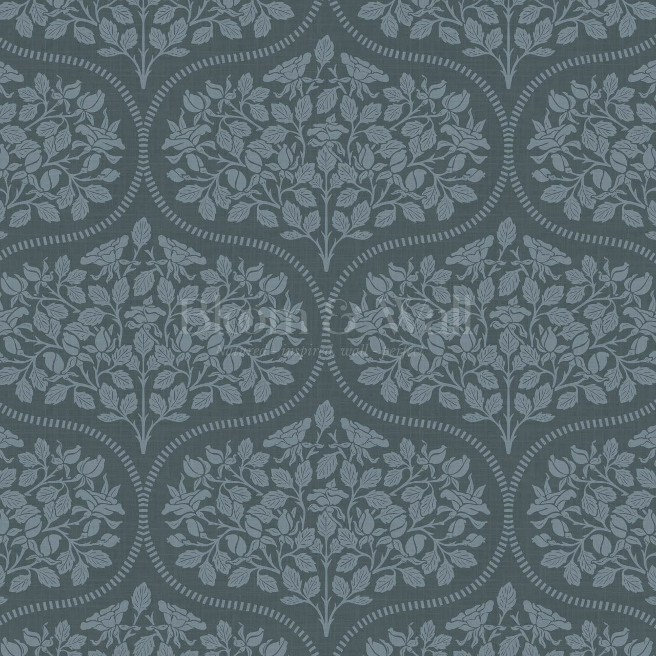Beatrise Rosebud Ogee Slate Wallpaper