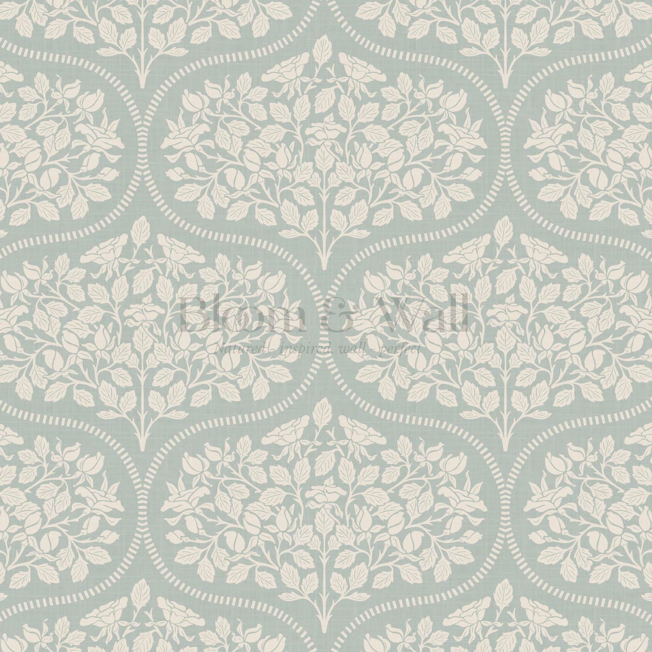 Beatrise Rosebud Ogee Sea Glass Wallpaper