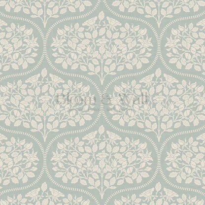 Beatrise Rosebud Ogee Sea Glass Wallpaper