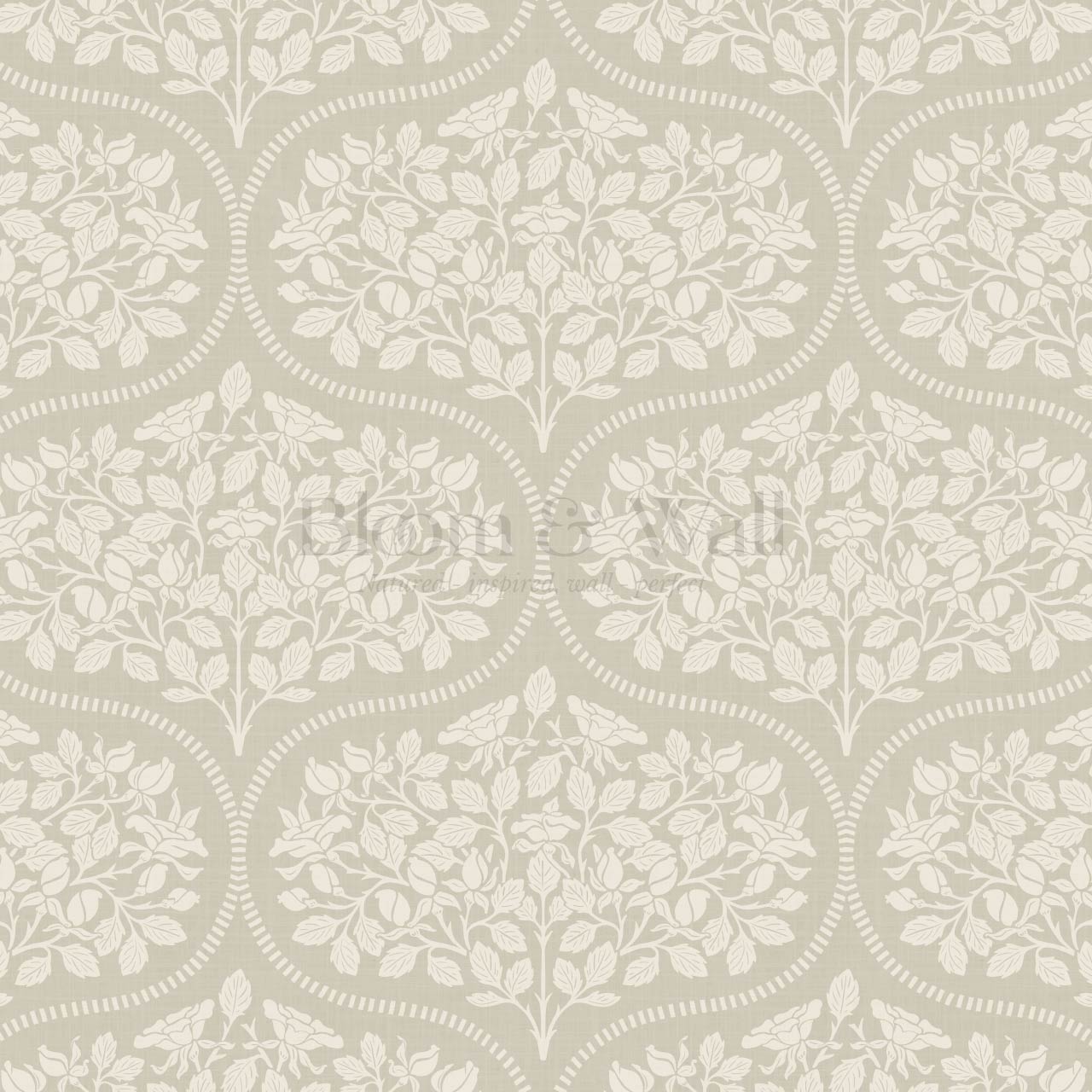 Beatrise Rosebud Ogee Stone Wallpaper