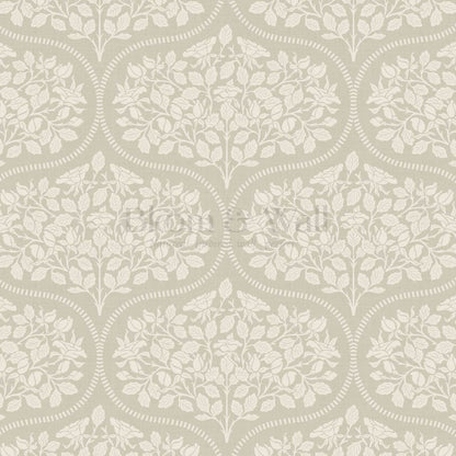 Beatrise Rosebud Ogee Stone Wallpaper