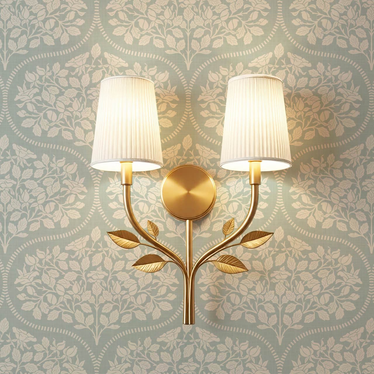 Beatrise Rosebud Ogee Sea Glass Wallpaper