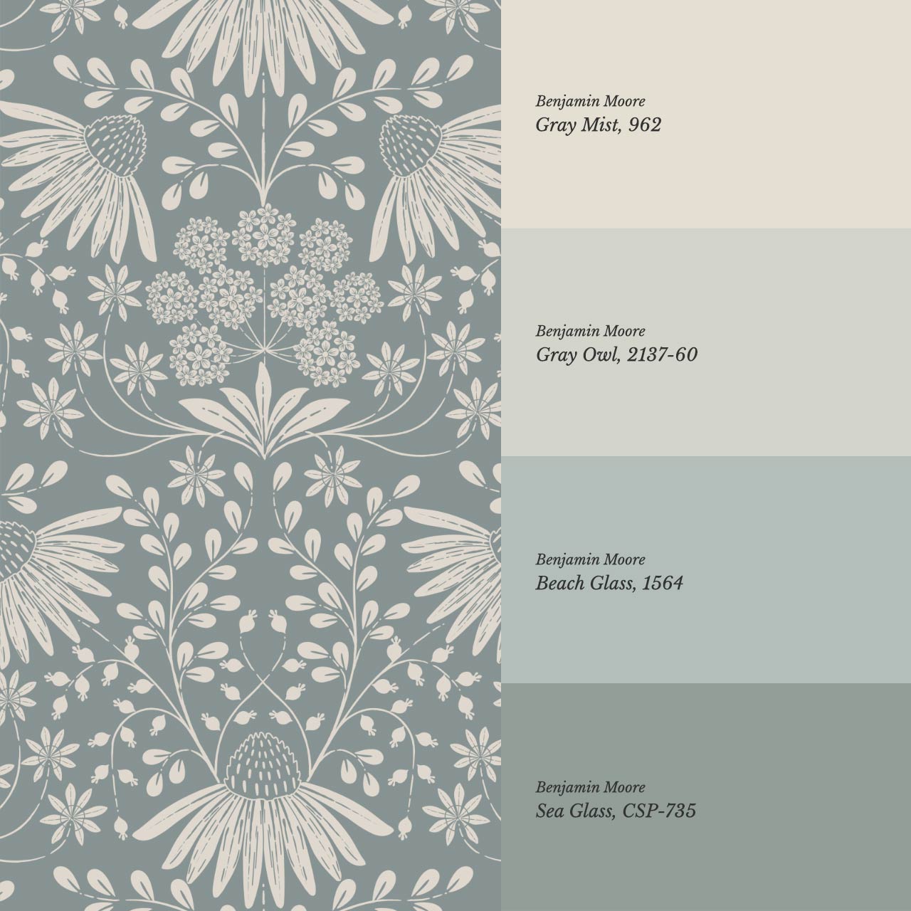 Beatriz Flower Garden Sea Glass Ivory Wallpaper