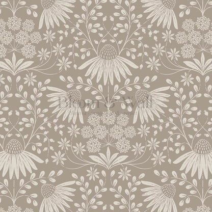 Beatriz Flower Garden Earthy Beige Ivory Wallpaper
