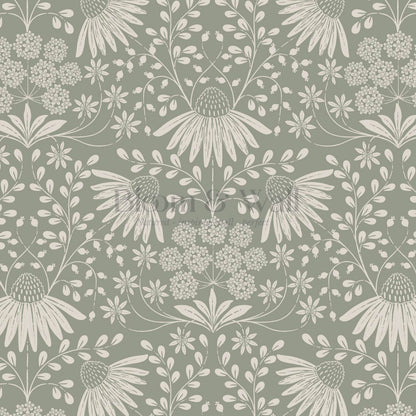 Beatriz Flower Garden Pale Sage Ivory Wallpaper
