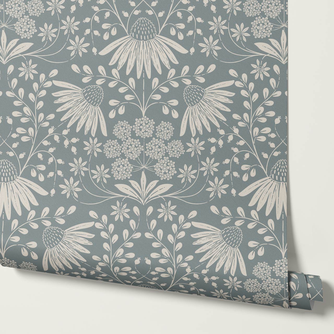 Beatriz Flower Garden Sea Glass Ivory Wallpaper