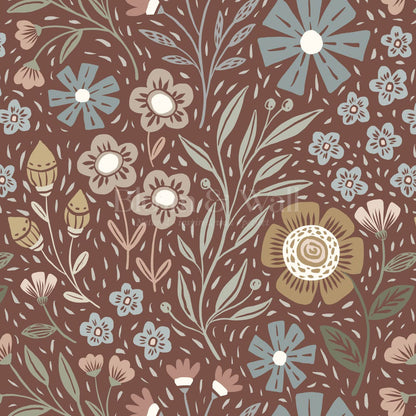 Belinda Florals Copper Earth Wallpaper