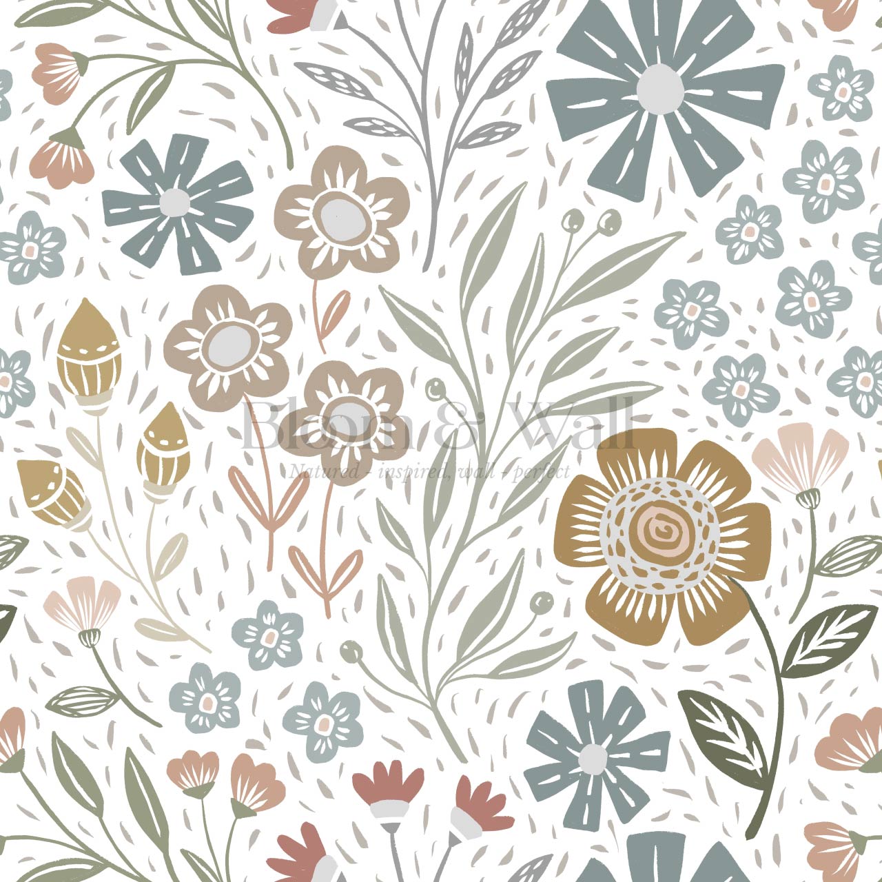 Belinda Florals White Earth Wallpaper