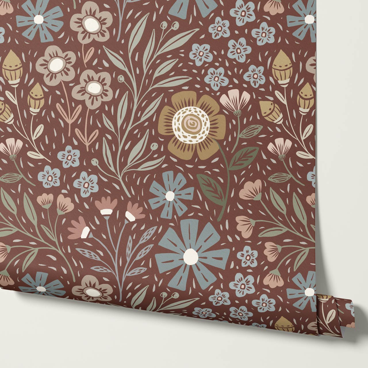 Belinda Florals Copper Earth Wallpaper