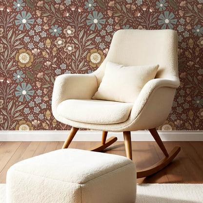 Belinda Florals Copper Earth Wallpaper