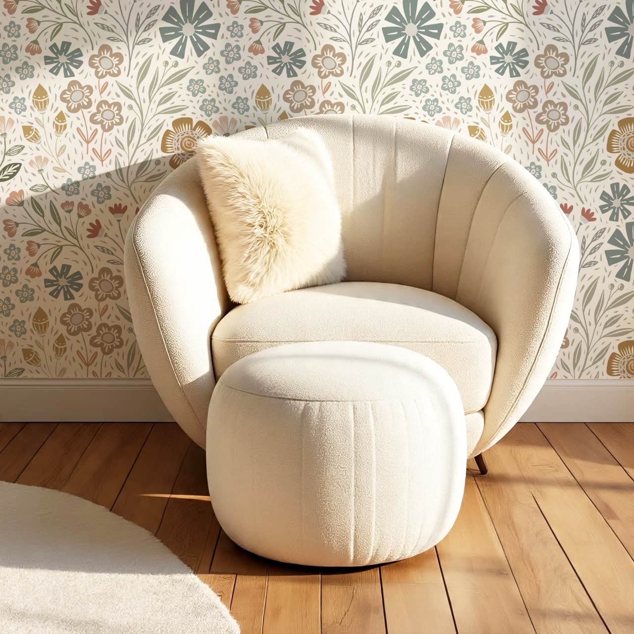 Belinda Florals White Earth Wallpaper