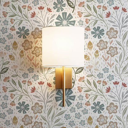 Belinda Florals White Earth Wallpaper