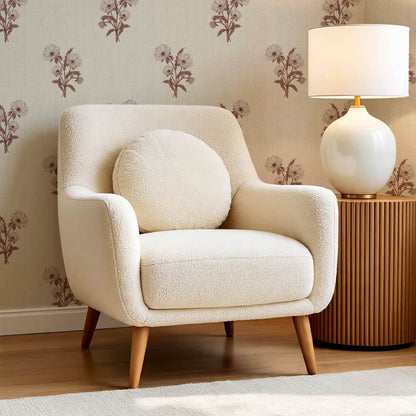 Belisa Anemone Bouquet Linen Beige Burgundy Wallpaper