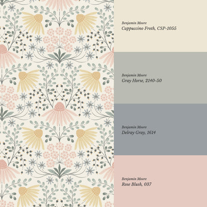 Belle Daisy Garden Blush Wallpaper
