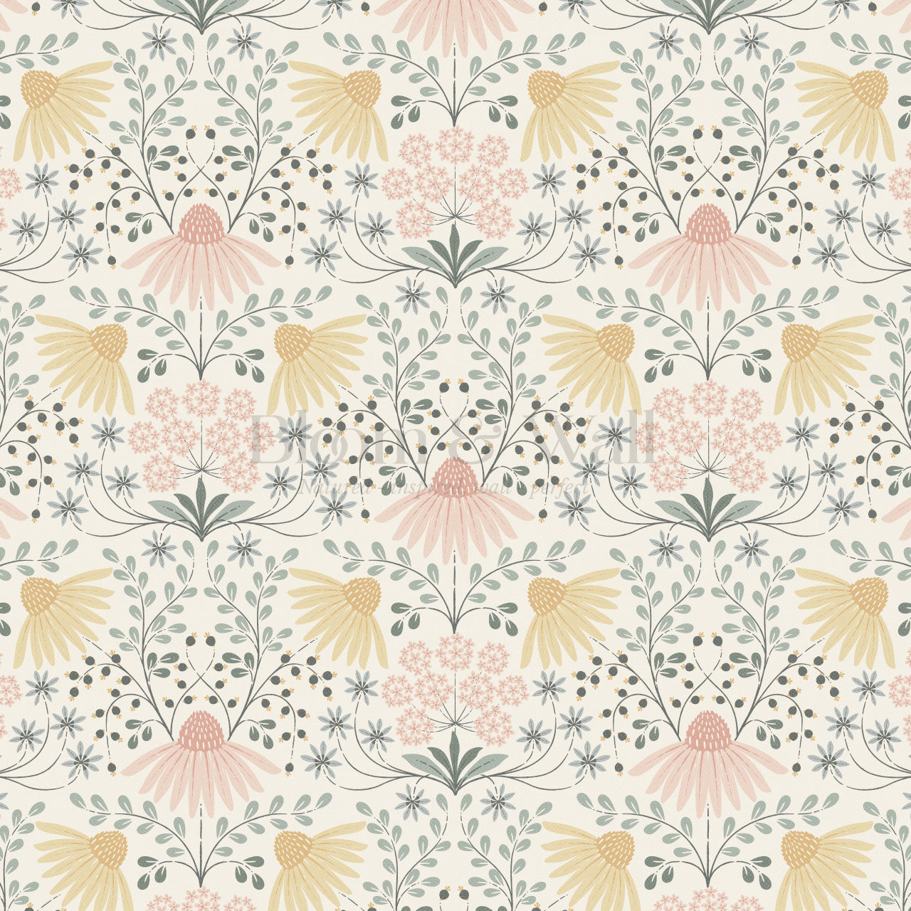 Belle Daisy Garden Blush Wallpaper