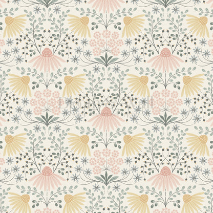 Belle Daisy Garden Blush Wallpaper
