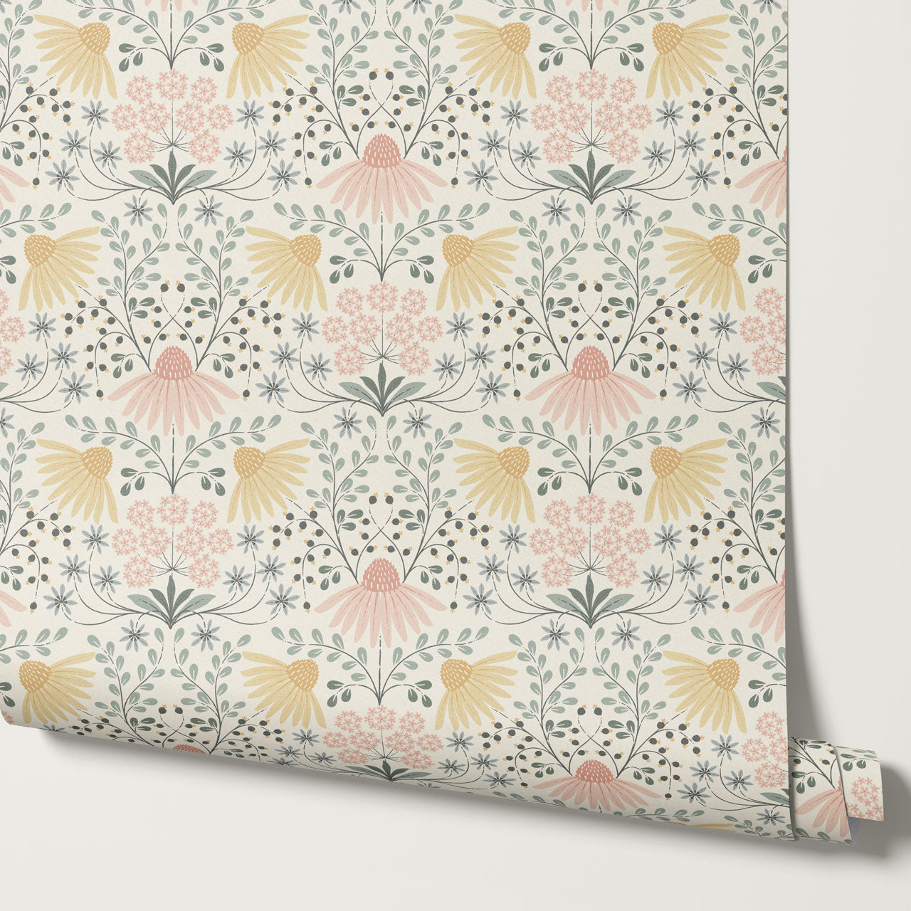 Belle Daisy Garden Blush Wallpaper