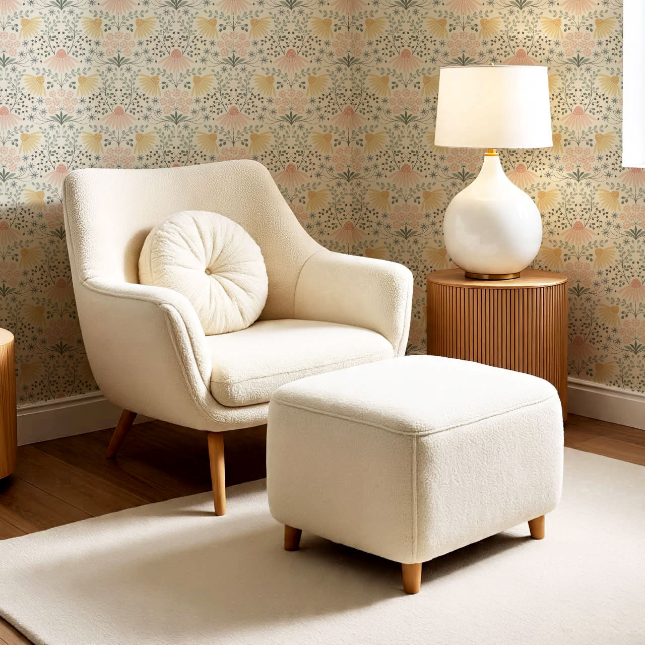 Belle Daisy Garden Blush Wallpaper