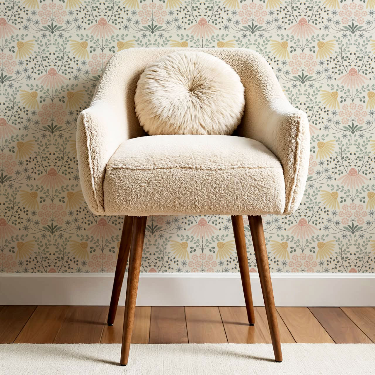 Belle Daisy Garden Blush Wallpaper