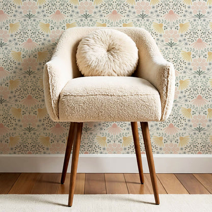 Belle Daisy Garden Blush Wallpaper