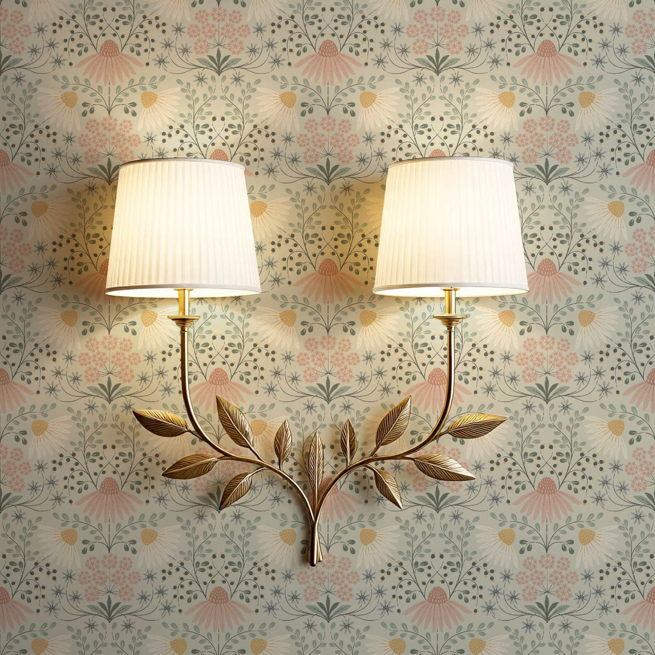 Belle Daisy Garden Sage Wallpaper