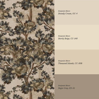 Belleann Vintage Tapestry Forest Taupe Olive Wallpaper
