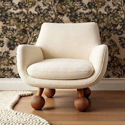 Belleann Vintage Tapestry Forest Taupe Olive Wallpaper