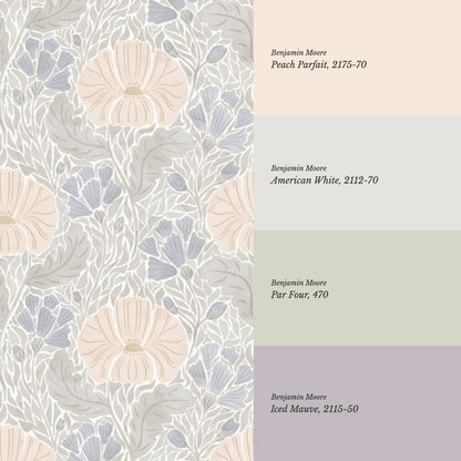 Bernadette Ethereal Poppies Peach Wallpaper