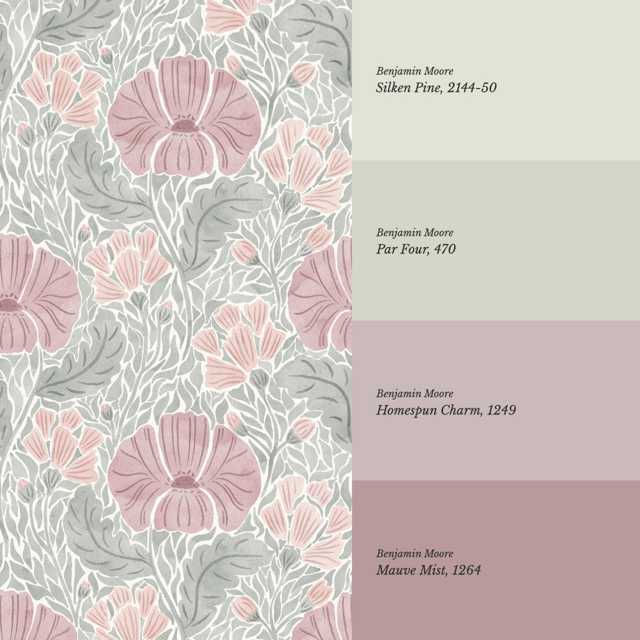 Bernadette Ethereal Poppies Burgundy Wallpaper