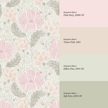 Bernadette Ethereal Poppies Sorbet Wallpaper