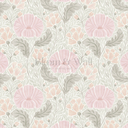 Bernadette Ethereal Poppies Sorbet Wallpaper