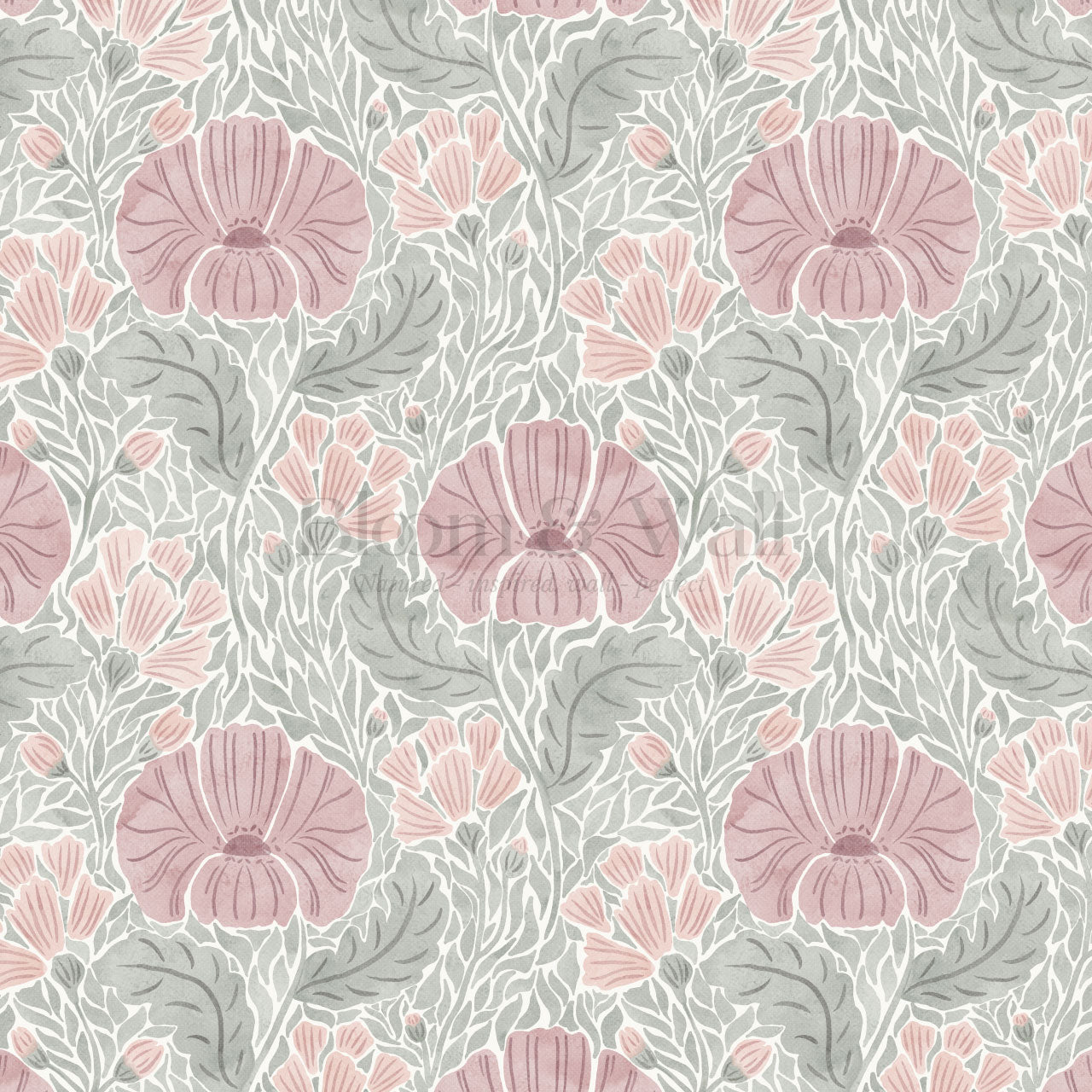 Bernadette Ethereal Poppies Burgundy Wallpaper