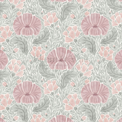 Bernadette Ethereal Poppies Burgundy Wallpaper