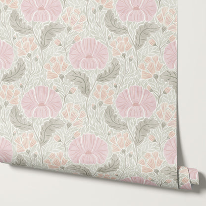 Bernadette Ethereal Poppies Sorbet Wallpaper