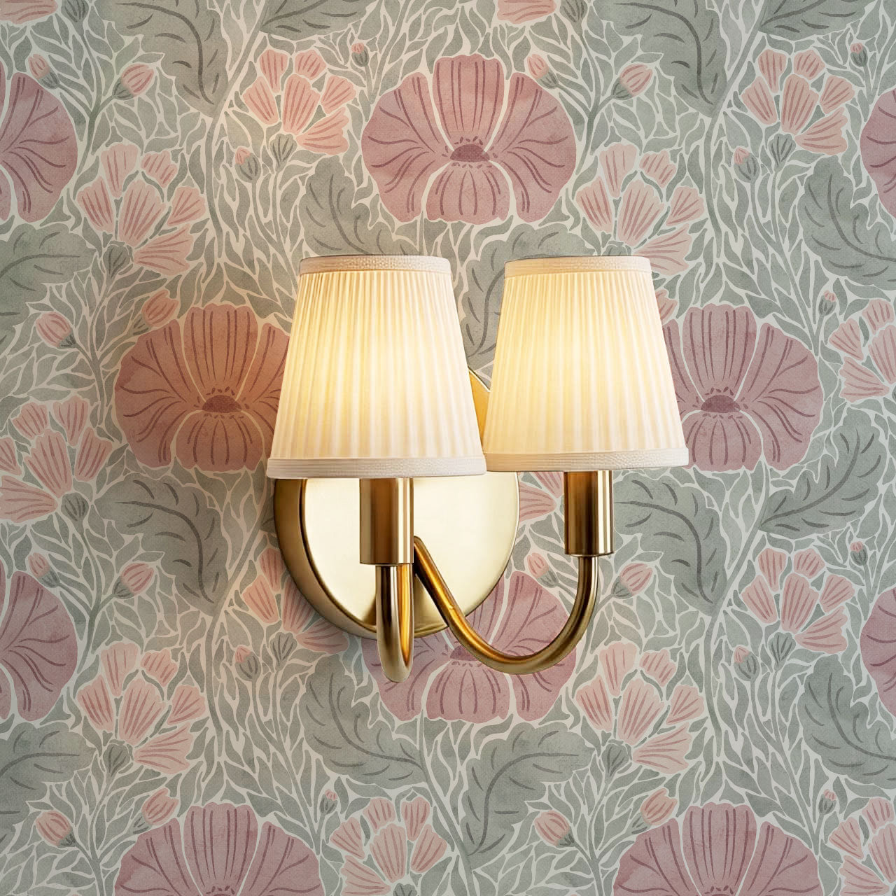 Bernadette Ethereal Poppies Burgundy Wallpaper