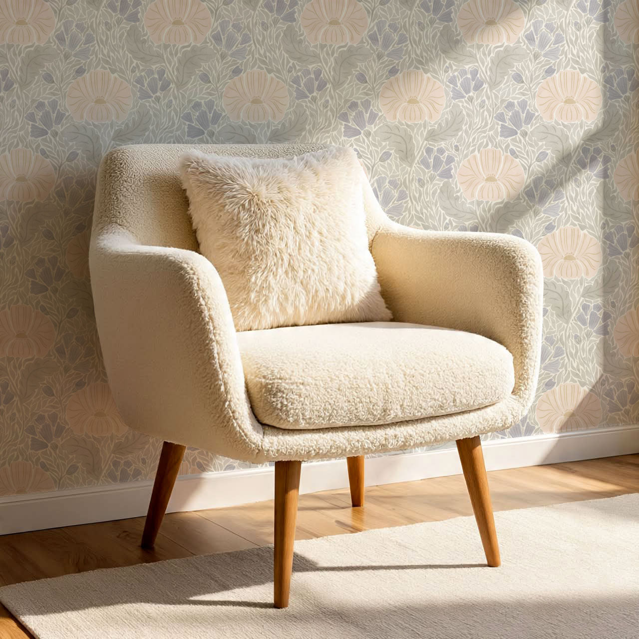 Bernadette Ethereal Poppies Peach Wallpaper