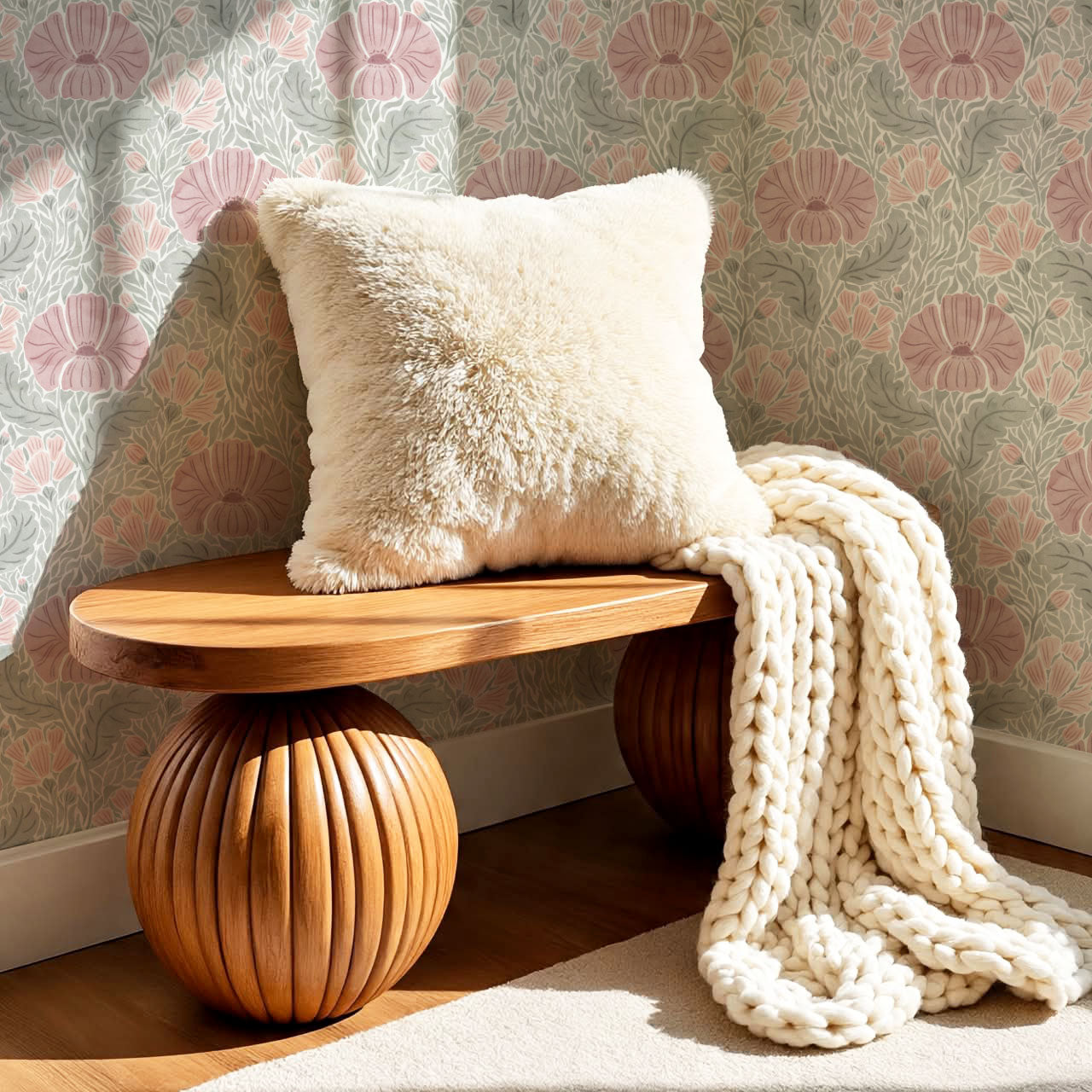 Bernadette Ethereal Poppies Burgundy Wallpaper