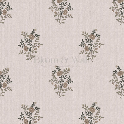 Berta Woodland Bouquet Linen Bone Sage Clay Wallpaper