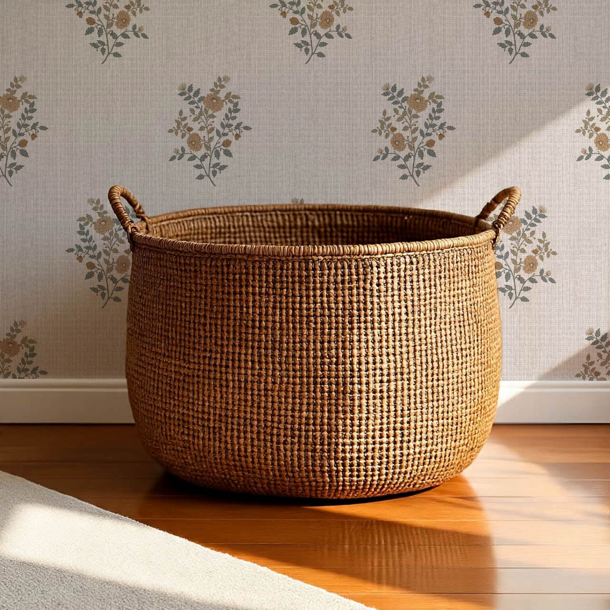 Berta Woodland Bouquet Linen Bone Clay Olive Wallpaper