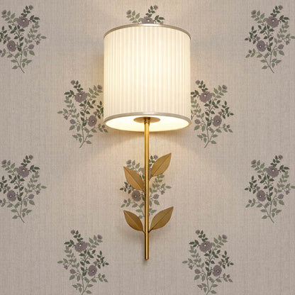 Berta Woodland Bouquet Linen Bone Forest Plum Wallpaper
