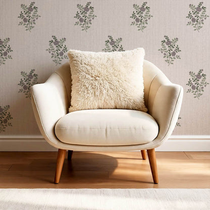 Berta Woodland Bouquet Linen Bone Forest Plum Wallpaper